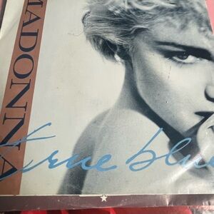 Adonna Black and White Portrait with Blue Script